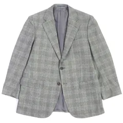 美品▼BURBERRY バーバリー カシミヤ100% ツイード チェック柄 裏地ロゴ柄 シングル テーラードジャケット ライトグレー 98-88-175 AB6 日本製 正規品 メンズ