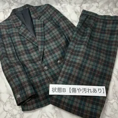 バーバリーズ BURBERRYS レディース チェック柄 セットアップ スーツ ジャケット スカート グリーン系 9AR 11AR 上下