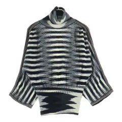 MISSONI (ミッソーニ) ボーダー タートルネック 七分丈ニットセーター ホワイト/ブラック