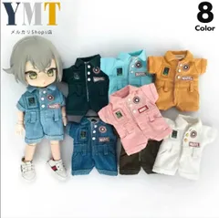 オビツ11 ドール服 ob11 デニム風サロペット 撮影小物 ぬい撮り 人形用 12分ドール 12分の1 ねんどろいどどーる 男の子 女の子兼用 デニム風ロンパース 半袖つなぎ風オールインワン 夏服 カジュアル かわいい 可愛い かっこいい 推し活 d-36