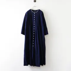 ミナペルホネン mina perhonen rytmi コットンウール タック入 ノーカラーワンピースコート 38 ネイビー┃ドルマン袖【2400014731699】のサムネイル