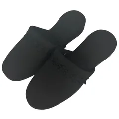 [アウニイ] フォーマル スリッパ ヒール レディース ブラック 黒 学校行事 冠婚葬祭 受験 参観日 室内履き スタイリッシュ (フラワー) [フラワー]