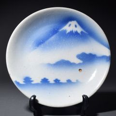 ラスト2客 明治瀬戸焼 千峰園製 伊藤四郎左衛門 図録同手 吹呉須富士山