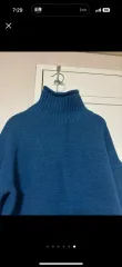 ブルー タートルネック セーター