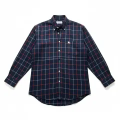 バーバリー 濃紺 チェック 長袖 シャツ