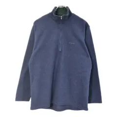 90年代 patagonia パタゴニア Capilene キャプリーン ハーフジップ フリースジャケット アウトドア ネイビー(メンズ M)中古 古着 X2831