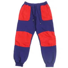 【ドンドン見直し】美品□グッチ×ザ・ノースフェイス 671463 バックロゴプリント ナイロン切替 スウェットパンツ/トラックパンツ 紺×赤 XS 伊製 正規品