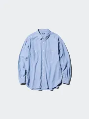 新品 UNIQLO ユニクロ シャンブレーシャツ XL 61BLUE