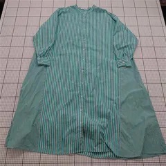 ◇ Θ ショコラフィネローブ chocol raffine robe ストライプシャツワンピース グリーン系 レディース E  【1601210003769】