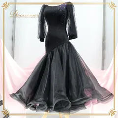 社交ダンス 衣装 スタンダードドレス ワンピース ドレス スタンダード 黒 ピンク フロート レース デモ 競技 パーティ 発表会 ベロア ボリューム 綺麗 ブラック系 ピンク系 華やか 大きなフロート スカート3枚重ね おしゃれ 着やすい かわいい
