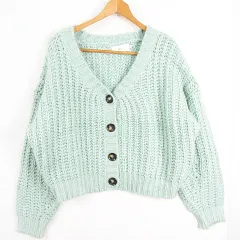 アズールバイマウジー AZUL by moussy ローゲージ ニット カーディガン 長袖 S ミントグリーン kz12833