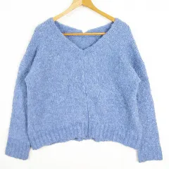 ビス ViS ニット セーター Vネック 長袖 F ライトブルー kz12887