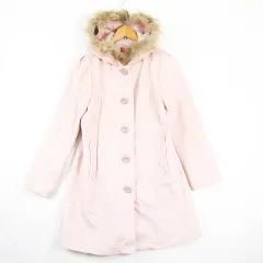 アースミュージック&エコロジー EARTH MUSIC & ECOLOGY ロングコート フード付き レーヨン S ピンク kz12924