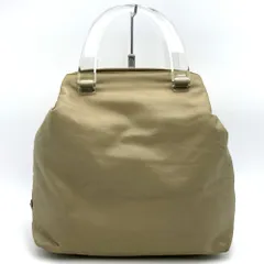 【お値下げしました！】PRADA プラダ ハンドバッグ プラスチックハンドル ナイロン ベージュ レディース メンズ ファッション ヴィンテージ USED