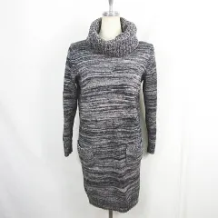 B&Y ユナイテッドアローズ BEAUTY&YOUTH ビューティー&ユース ニット ワンピース 膝丈 長袖 タートルネック 毛 霜降り グレー kz14143