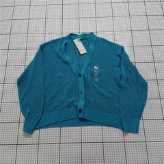 ◇ ⊂ ユニクロ UNIQLO メッシュショートカーディガン 63ブルー レディース Lサイズ E  【1601260014913】