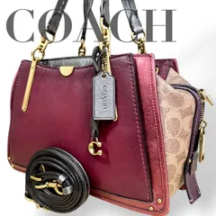 ☆★COACH　コーチ★ドリーマー　トートバッグ　ショルダーバッグ　斜め掛け　2way　シグネチャー　ロゴ　チャーム　ブラウン　レッド★♯2165