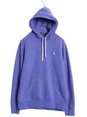 【お得なクーポン配布中!】 ポロ ラルフローレン スウェット フード パーカー メンズ M / プルオーバー 前V ヴィンテージ モデル 裏起毛 ワンポイント ブルー パープル