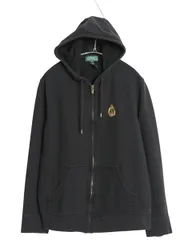 【お得なクーポン配布中!】 90s ローレン ラルフローレンフルジップ スウェット フード パーカー レディース XL 古着 トレーナー ワンポイント 大きいサイズ ブラック