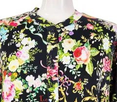 衝撃価格の売り尽くし‼️　鴨居羊子ワンピース　新品未使用‼️TUNIC　丸首前ボタン半開ワンピース４０接結　 ローズエンジェル　黒色　26414のサムネイル