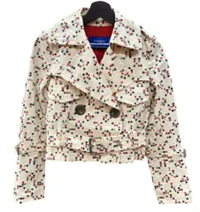 バーバリー Burberry ブルーレーベル BLUE LABEL 三陽商会 トレンチコート ショート丈 テーラード ベルト ドット柄 日本製 BEIGE FC534-292-43 ジャケット 総柄 ベージュ SIZE38 104LT-347のサムネイル