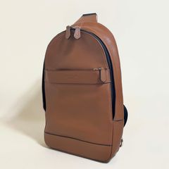 COACH ボディバッグ レザー×ナイロン ブラウン×ブラック - メルカリ