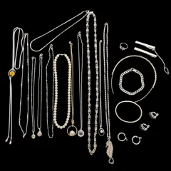 【遺品整理まとめて■66】ジュエリー　20点　SILVER925　PTF　ネックレス　タイピン　イヤリング　GLAYツアーバングル　アクセサリー