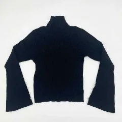 GRL　グレイル　ハイネックパールフレアスリーブニットトップス　ブラック　Mサイズ　〇◇