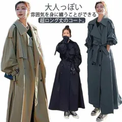 秋 トレンチコート レディース ロング丈 コート ロングコート アウター スプリングコート マキシ丈 オーバーサイズ 大きいサイズ ベルト付き シンプル ライトアウター おしゃれ ブラック ベージュ #mcqgkd0197