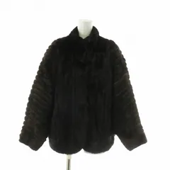 ノーブランド ファーコート アウター 毛皮 ミンク ミドル 裏地総柄 9 M 茶色 ブラウン /XZ ■GY11