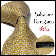 ◇美品◇Salvatore Ferragamo ネクタイ 金色 幾何学柄 高級感 - メルカリ