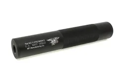 【ワケアリ】【14mm正/逆ネジアウターバレル両対応】MILITARY-BASE(ミリタリーベース)198mm アルミサイレンサー/BK◆マークスマンスタイルに/吸音スポンジ付属 NSWC刻印のサムネイル