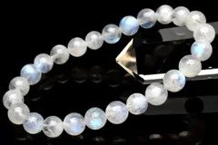 【１点物】幻想シラー◇インド産 ムーンストーン　7.5mm　ブレスレット パワーストーン 天然石 _U8919