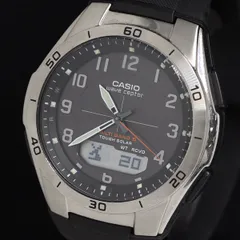 稼働 カシオ ウェーブセプター WVA-M640 ソーラー 黒文字盤 アナデジ メンズ腕時計 KRH 2000000 NSK