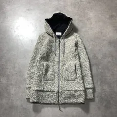 WQ1076●Seagreen：裏地付きボアジップパーカー ●03● グレー 日本製 ジャケット コンチョジッププル モコモコ ロング丈 シーグリーン