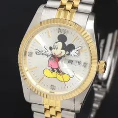 QZ 石付 ディズニー ミッキーマウス 0682/1000 シルバー文字盤 デイデイト レディース腕時計 2000000 NSK KRK