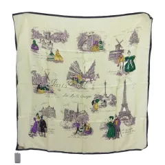 マニプリ manipuri 総柄 スカーフ シルク ゴールドカラー ■TC