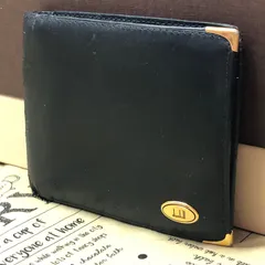 ダンヒル 2つ折り 財布 コンパクト 革 黒札入れカード GA68