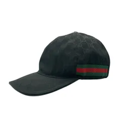 美品 GUCCI グッチ キャップ 帽子 メンズ レディース ベースボールキャップ GGキャンバス ブラック