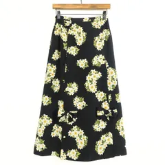 【美品】インゲボルグ★大人上品！ シックなフレアロングスカート  花柄 黒系＊z11558