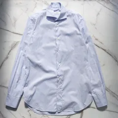 BOGLIOLI 38(M) カッタウェイカラー L/Sシャツ ライトブルー ホワイト ストライプ サックスのサムネイル