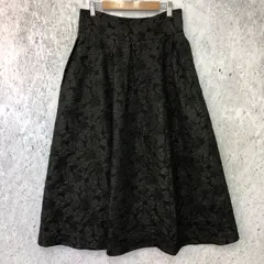 SAISON DE PAPILLON セゾンドパピヨン フクレ ジャガード フレア ハイウエスト スカート ブラック Lサイズ 〇◇