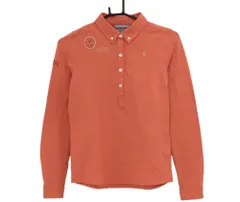 ゾーイ 長袖ポロシャツ オレンジ ラインストーンロゴ 胸元刺しゅう ボタンダウン レディース 36(S) ゴルフウェア ZOY