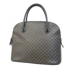 【6ae6281-k】セリーヌ ハンドバッグ マカダム PVC ブラック ゴールド金具【中古】レディース