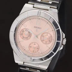 箱付 セイコー ルキア クロノグラフ 5Y89-0B30 QZ ピンク文字盤  レディース腕時計 2000000 NSK MTY