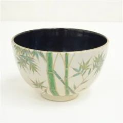 京焼　橋本紫雲造　金彩色絵竹文茶碗  茶道 抹茶 おしゃれ 抹茶茶碗 抹茶碗 和食器 レトロ 茶器 骨董 茶わん 茶会 茶の湯