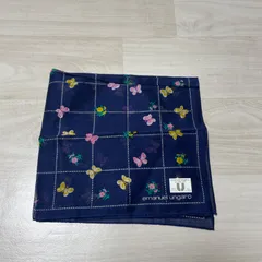未使用 emanuel ungaro ウンガロ 蝶と花のハンカチ 綿100%