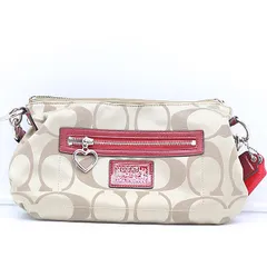 コーチ ポピー シグネチャー キャンバス クロスボディバッグ ショルダーバッグ ベージュ/レッドカラー 2000000 NSK MTY