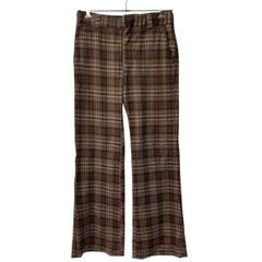 70s チェック柄 ベルボトム パンツ ヒッピー フレアパンツ TALONジップ 