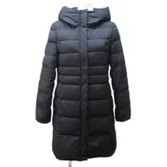 インディヴィ INDIVI ダウンコート ダウンジャケット フード ジップアップ ロング 36 約S 黒 ブラック 0130